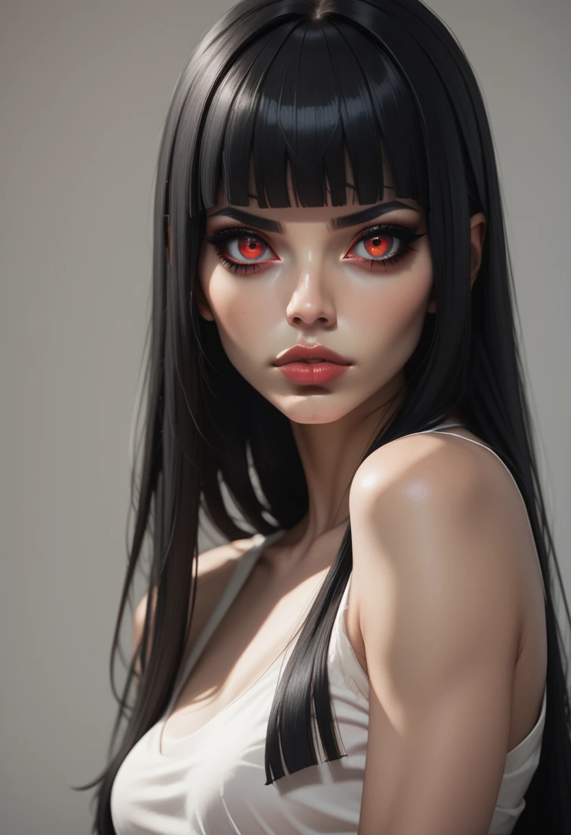 score_9, score_8_up, score_7_up, 1girl, solo, d4rk_ru8y, black hair, blunt bangs, red eyes, <lora:Dark_Ruby_Pony_v0.2:0.5>