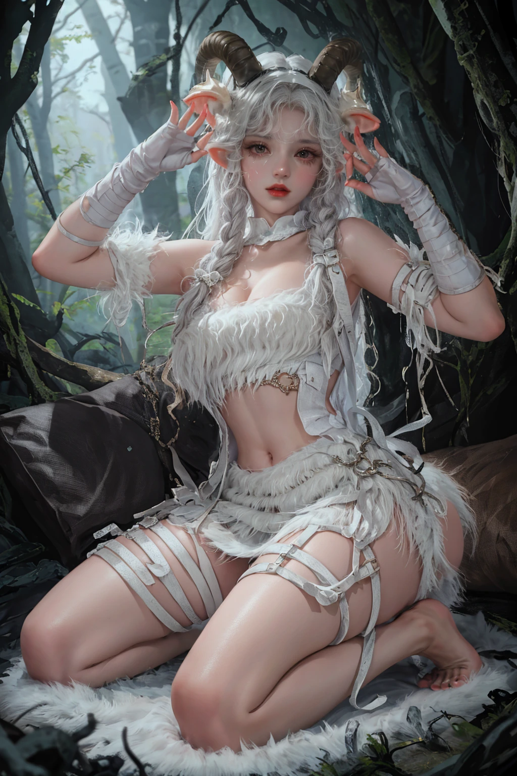 a blond、Braids、Super beautiful glowing eyes、Girl hanging from the ceiling with her arms tied by a rough rope、perspiring、Ropes tied her body、a wet body、Rough rope that cuts into the crotch、A large amount of fluid flows out of the crotch、Torn bra、Wet white underwear、One leg is suspended above with a rough rope、tied up with ropes、Strongly tied up、Hands tied、legs hanging in shackles、The crotch is wide open、
(8K, Raw photography, Top image quality, masterpiece: 1.4), The ultra -The high-definition, (realisitic, Photorealsitic: 1.48), best qualtiy,tmasterpiece,超A high resolution,(realisticlying:1.4),RAW photogr,1girll,Shoulder,in the darkness nigth,Deep shading,low tune,cold light