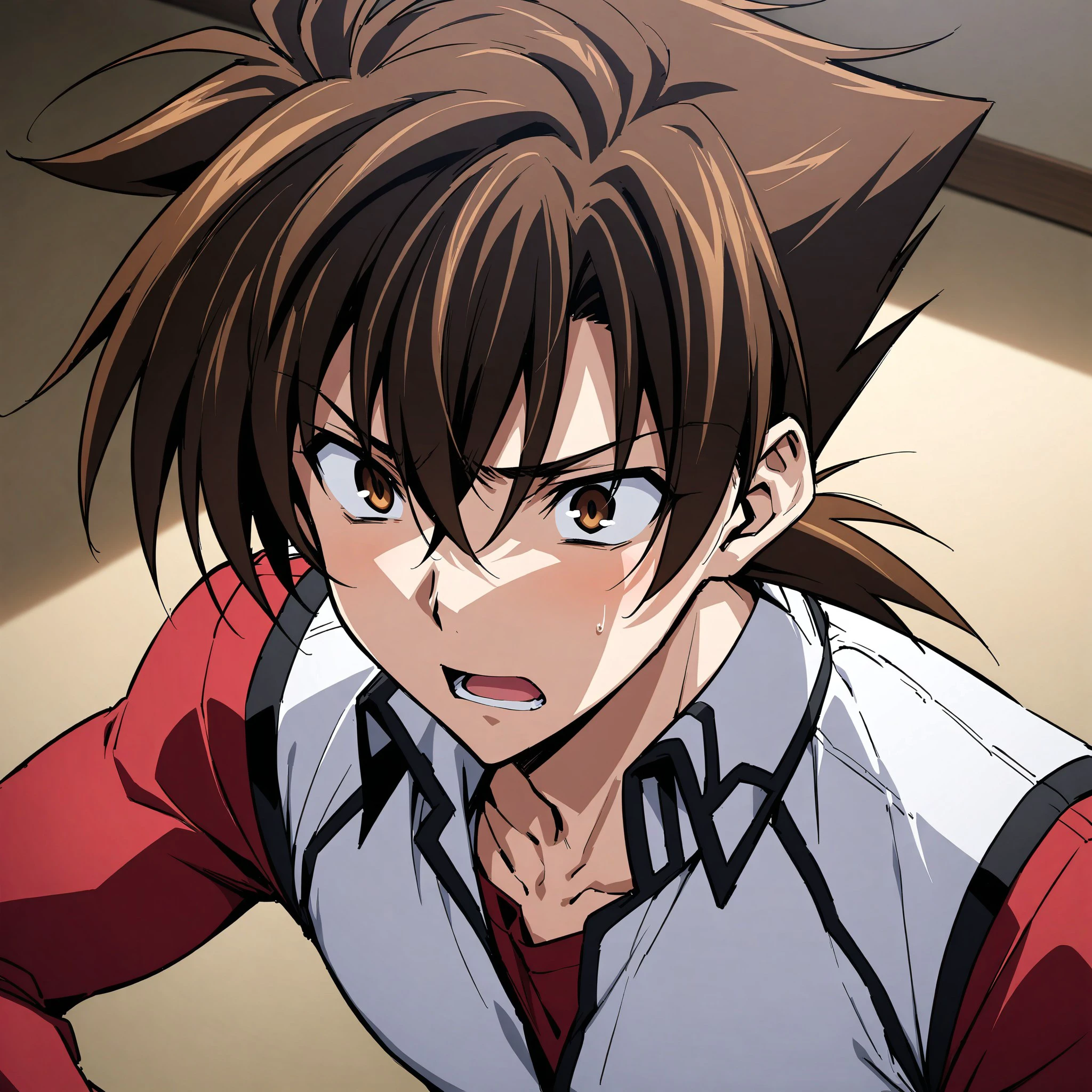 (masterpiece), best quality, expressive eyes, perfect face, issei_hyoudou, brown hair, brown eyes, hair between eyes, fit body, 1boy, solo,, <lora:c76b28b7-ad96-4996-b6e2-7af13b1e34e9:0.7>