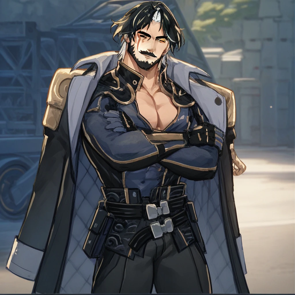 male focus, open clothes, fur coat, fur trim, (absurdres, highres, ultra detailed),((masterpiece)), ((best quality:1.1)), High Resolution, 8k,1boy, (crotch bulge:1.1), best quality, masterpiece, (photorealistic:1.4), 4k, high quality, masterpiece, best quality, highres, dynamic poses, realistic, sylas \(league of legends\), 1boy, male focus, shackles, chain, muscular, mature male, looking at viewer, lying, on back, solo focus, upper body <lora:sylas_lol:1>