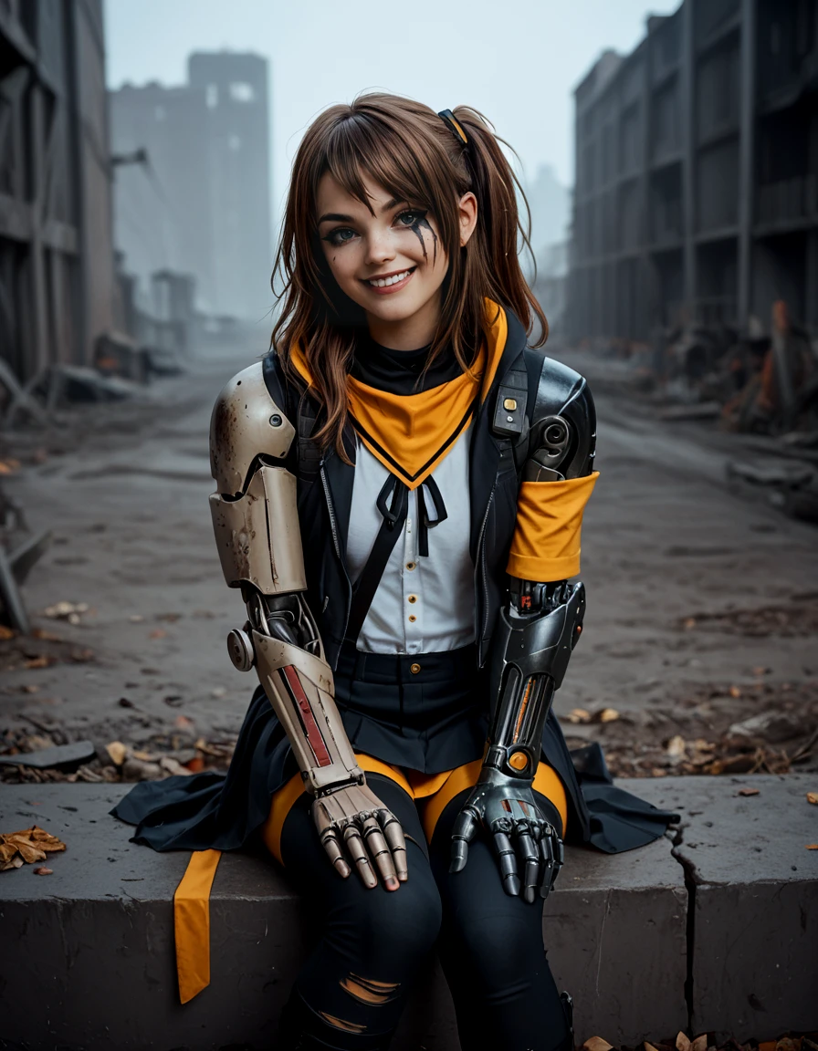 score_9, score_8_up, score_7_up,
u45gf, official_costume,single mechanical arm,
sitting,
cute, smiling,
apocalyptic background,
<lora:ump45:0.8>
