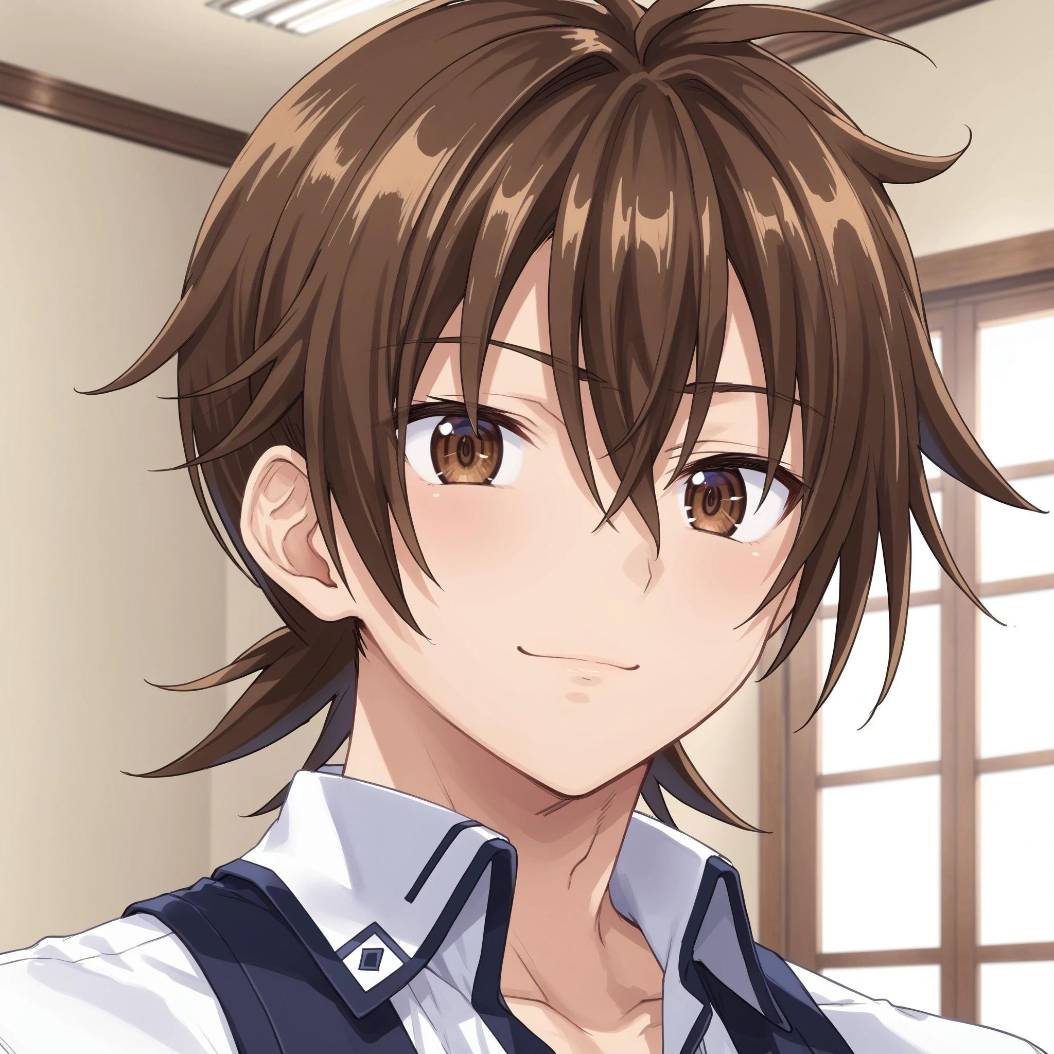 (masterpiece), best quality, expressive eyes, perfect face, 1boy, issei_hyoudou, brown hair, brown eyes, hair between eyes, Fit body, <lora:6d955744-5124-487d-86d1-4475b71d8ccd:0.7>