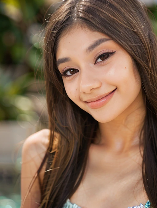 xxlayna_marie,young woman looking into camera ,1girl,solo,long hair,looking at viewer,brown hair,brown eyes,smile,realistic,depth of field <lora:xxlayna_mariev1:1>