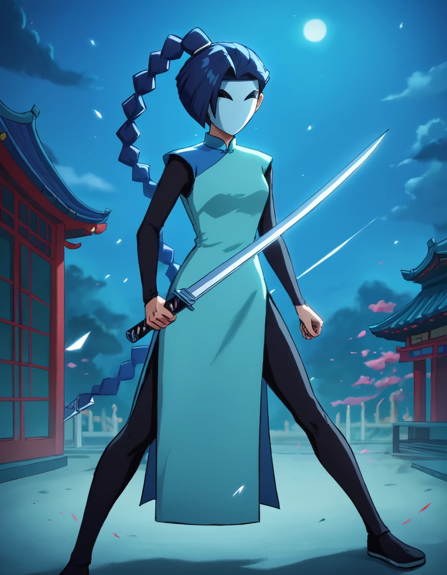 score_9, score_8_up, score_7_up,
rating_safe,
th1rt33n, official_costume, masked,
fighting stance, holding swords,
night, dramatic lighting,
scenery, east asian architecture,
 <lora:thirteen:1>