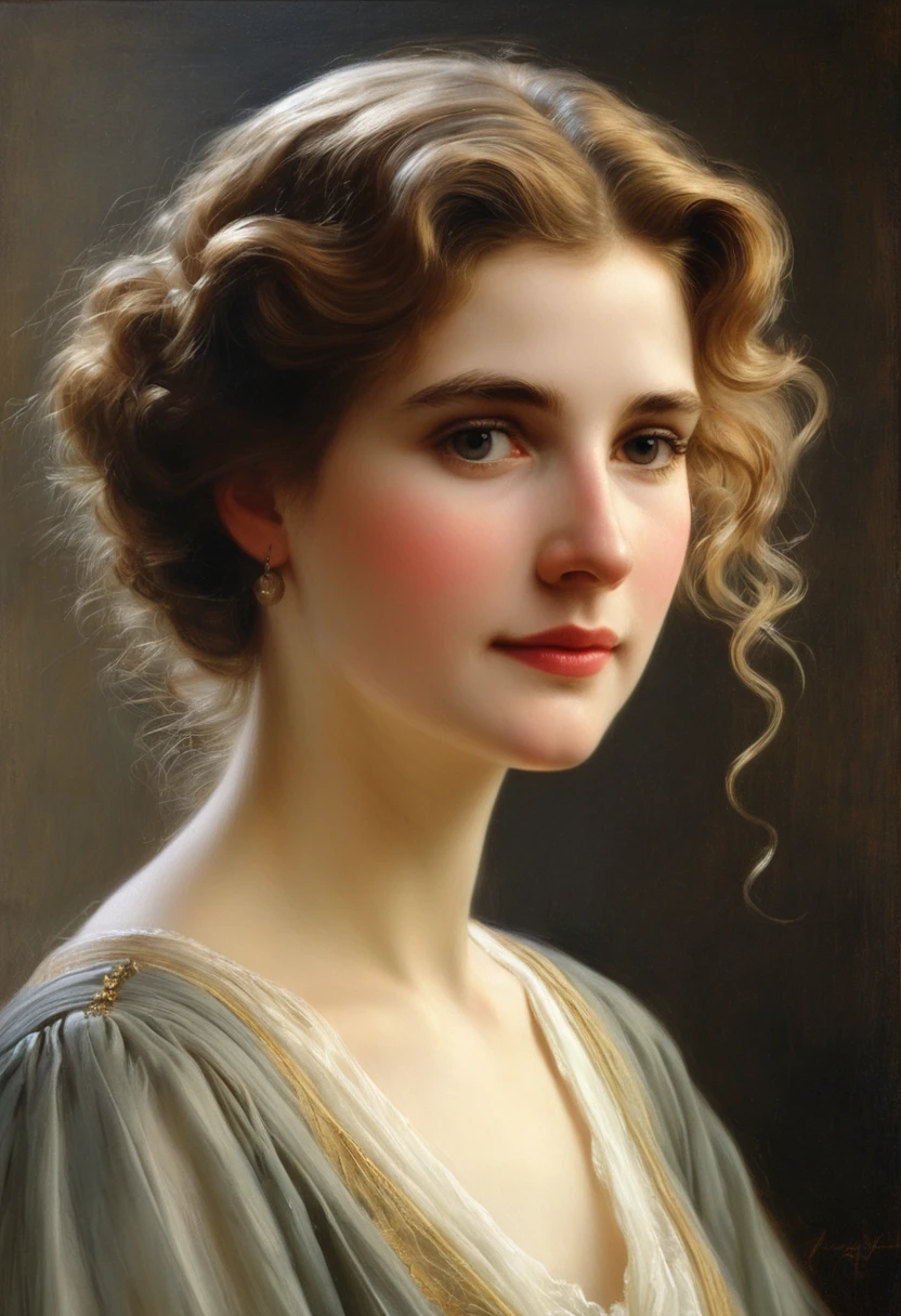 Masterpiece, Portrait of a woman by Albert Lynch, Abbott Handerson Thayer, highly detail, best quality, HairDetail
