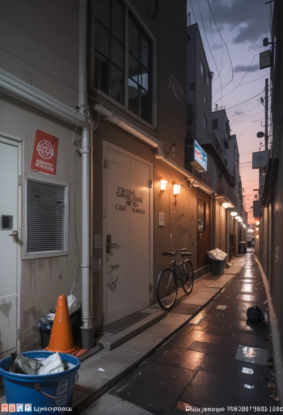 score_9,score_8_up,score_7_up,8k,hd,,ruanyi0046,alley,no humans,traffic cone,power lines,industrial pipe,dark,night,dim lighting,dirty,
air conditioner,bicycle,box,brick wall,bucket,building,cardboard box,city,cityscape,door,graffiti,house,lamppost,motor vehicle,outdoors,photo background,poster \(object\),power lines,puddle,rain,road,scenery,stairs,street,trash bag,trash can,wall,window,<lora:0046 dirty alley_v1_pony:1>