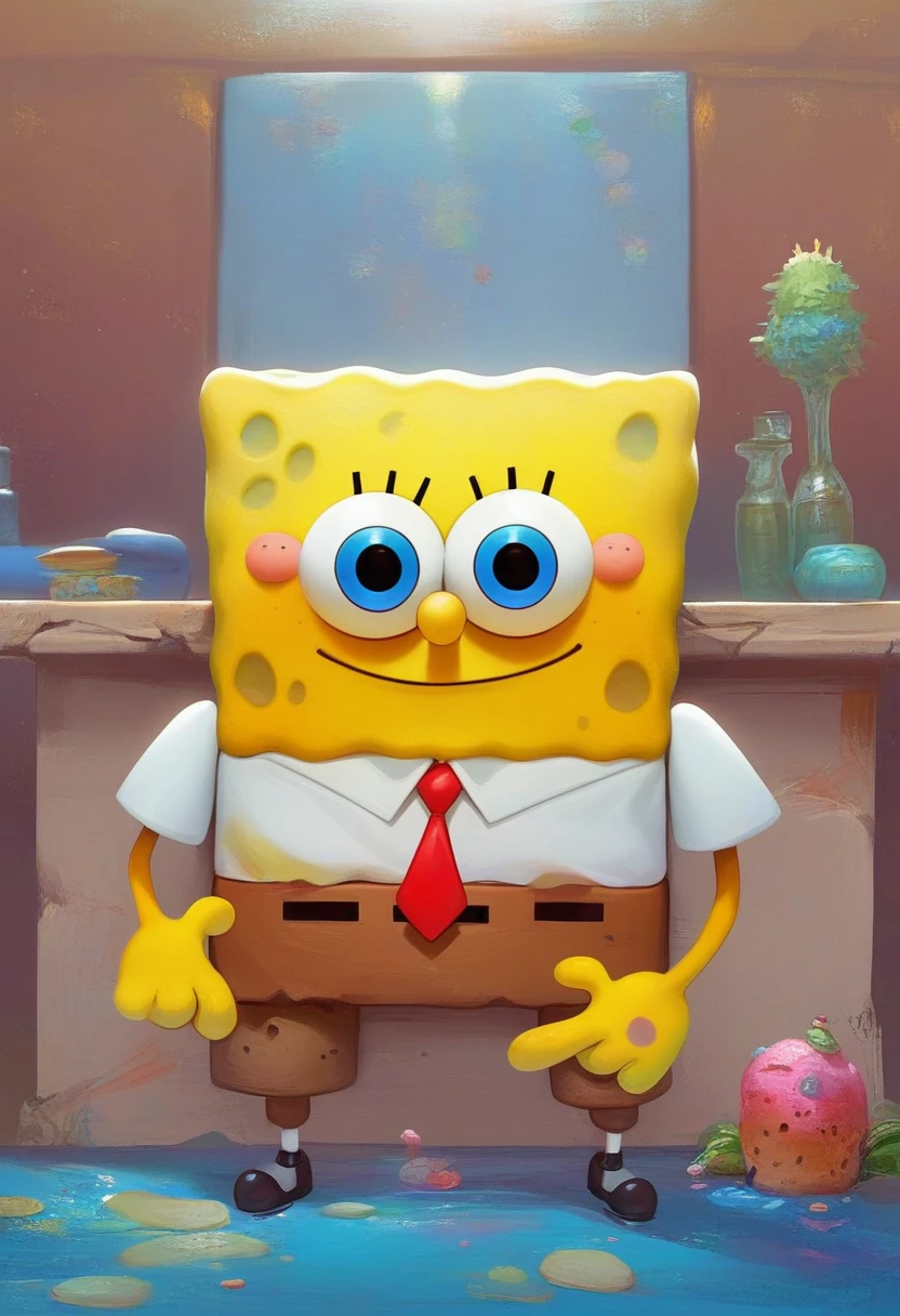 score_9, score_8_up, score_8, spongebob,source_anime, solo, looking at viewer, smile, blue eyes, shirt, closed mouth, white shirt, food, necktie,collared shirt, no humans, parody, red necktie,anime style,