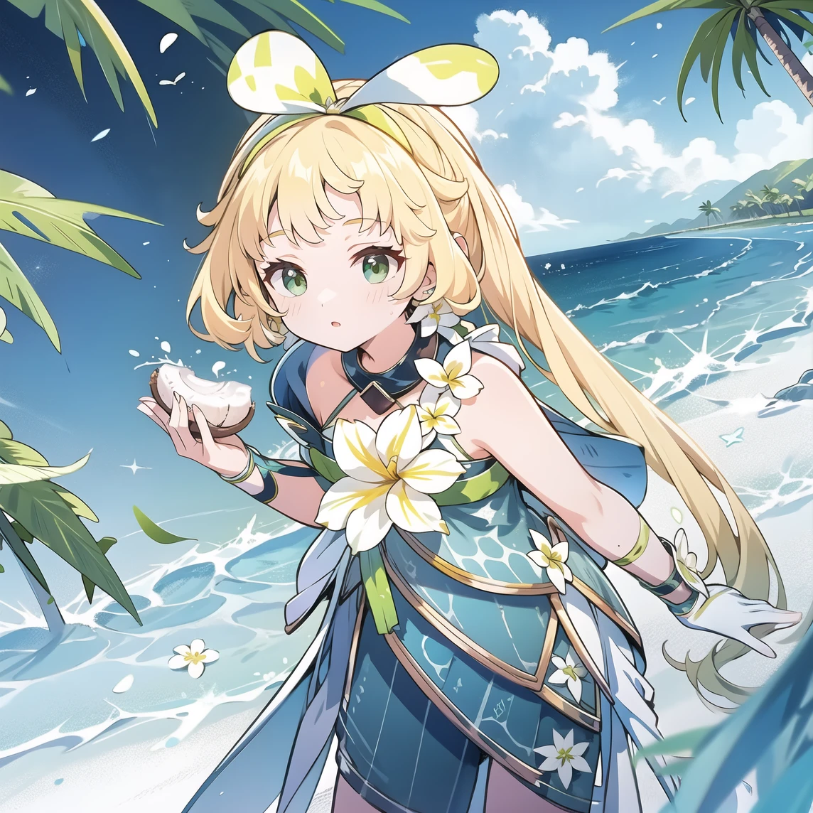 Islands, beaches, coconut palms,ï¼<lora:ç»´éå¥:0.7>, (masterpiece),best quality,highly detailed,extremely detailed CG unity 8k wallpaper,illustration,highres,absurdres,beautiful detailed hair,shiny skin,