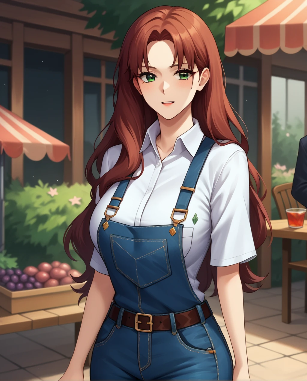 score_9, score_8_up, score_7_up, score_6_up, score_5_up, score_4_up, source_anime, 
BREAK
OlgaD, white shirt, overalls, pants, market stall, large breasts
BREAK
park background,  <lora:OlgaEverlastingSummerv3:0.8>