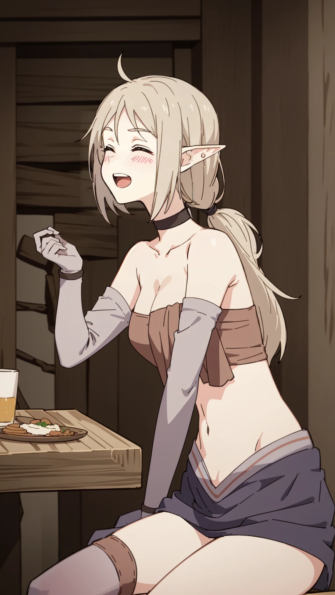 dmeshimarcil,1girl,solo,portrait,food,happy,giggling, masterpiece, expensive quality, very_expensive_solve, big_file size, full color,(completely nude:1.2),pussy,niplles,( kid),anime color,