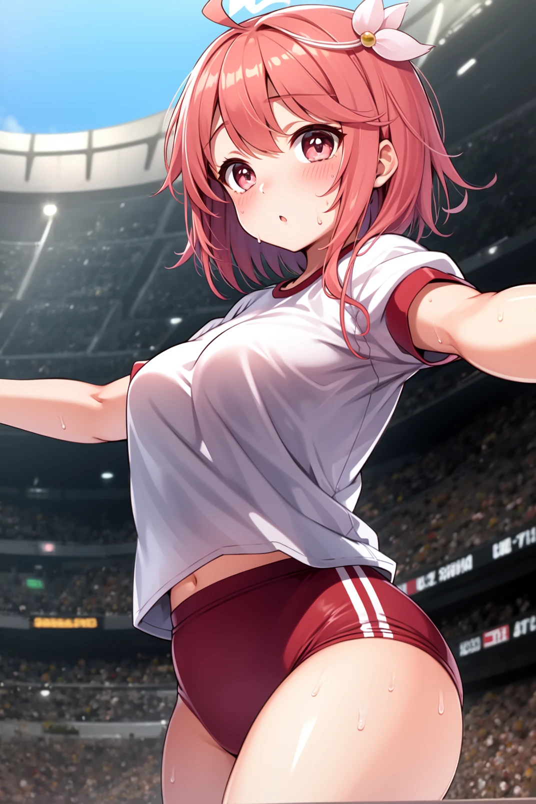 ((girl playing baseball):1.0), masterpiece, best quality, best detail, best proportion, best anatomy, best face, blush, best shaped breasts, very huge breasts, ((14 year old caucasian lowteen):1.3), ((half body shot):0.9), view from below, ((full nude):1.5), (nsfw:1.1) , cameltoe, sadly, tears, crying, (she is cumming now!), blush, (in a baseball ground (background)), (pubic hair), very wet,