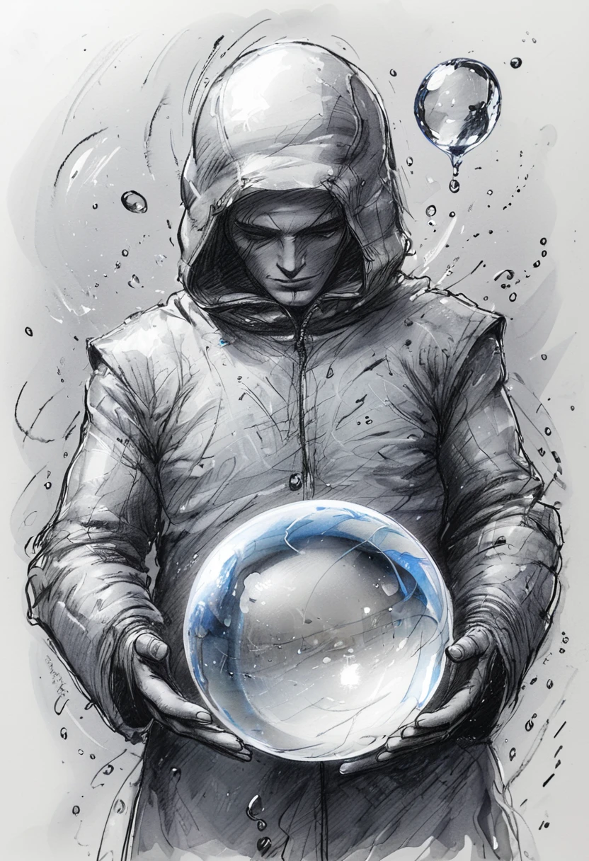 <lora:artfullyBALLBOY_SDXL_V1:1>, artbby, character concept, masterpiece, intricately detailed, best quality, highest resolution, crystal sphere, illustration, charcoal, liquid graphite, marker, water color, mixed media