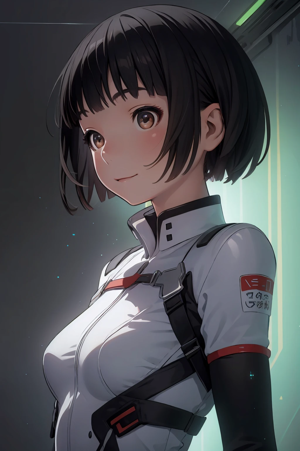 (masterpiece,best quality),1girl,solo,hoshijiro shizuka\(Knights of Sidonia\),hoshijiro,
BREAK
1girl,solo,Everyday clothes,uniform,short hair,(black hair:1.8),(Hair clingy:1.5),thinning\(Hime cut\),(blunt bangs:1.2),smile,brown eyes,
BREAK
Hyper realistic painting,kawayi,(earlyteen:1.75),(sexy:1.25),(medium breasts:1.2),(finely detail,ultra-detailed:1.15),(best composition:1.25),(an extremely delicate and beautiful:1.05),Oily skin,(extremely detailed CG unity 8k wallpaper:1.05),(exquisite illustrations:1.05),(highres:1.05),(layering:1.05),8k,UHD,HDR,
BREAK
<lora:Range_murata_style_v02:0.8>,<lora:ä¸è½åæéå½©äººè®¾_æ³åç1.0:0.7>,<lora:hoshijiro shizuka_v1.1:0.6>,<lora:neg4all_bdsqlsz_V3.5:1>,1girl,