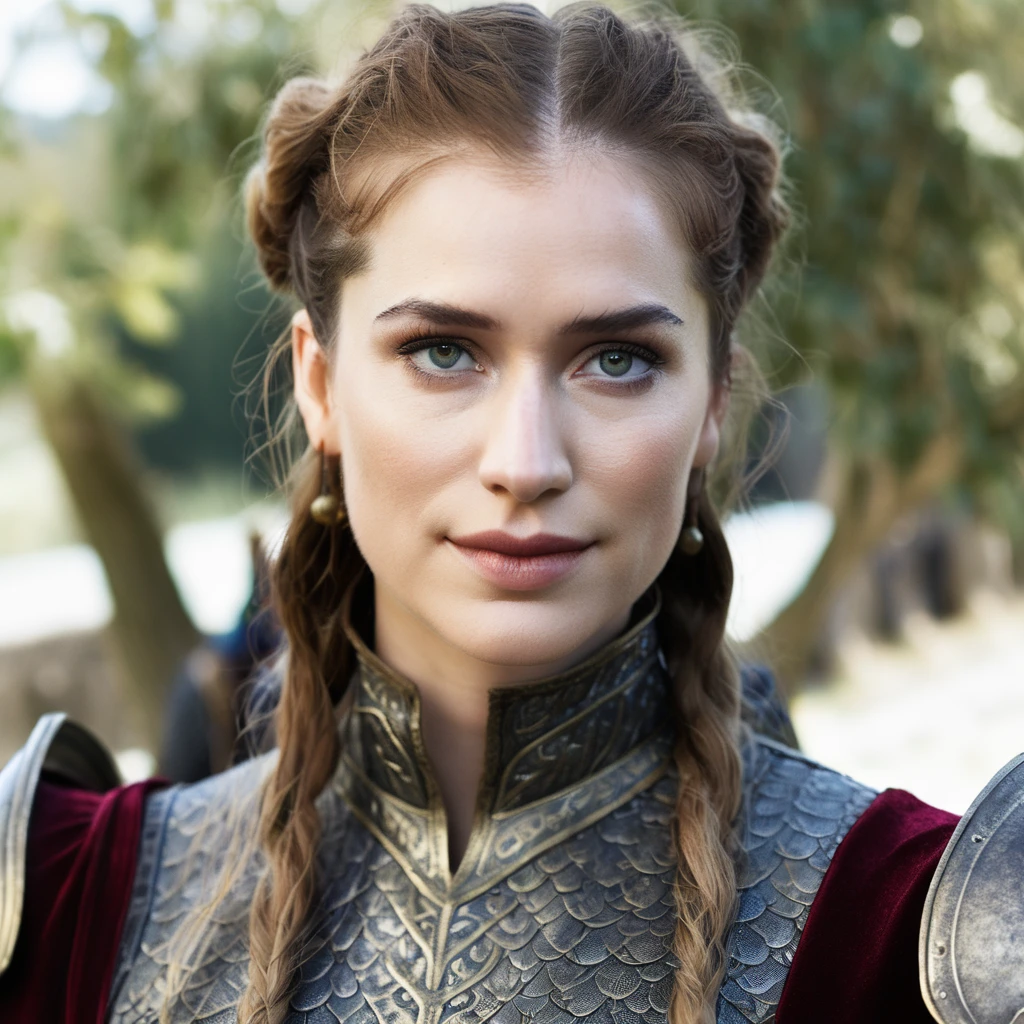 Skin texture, Closeup portrait photo of a stunning young woman dressed as a highborn noble from game of thrones,f /2.8, Canon, 85mm,cinematic, high quality, looking at the camera, elxlail,    <lora:elillail_juggerX_xl_2_st_merger_20_98_035_065-elxlail:1>