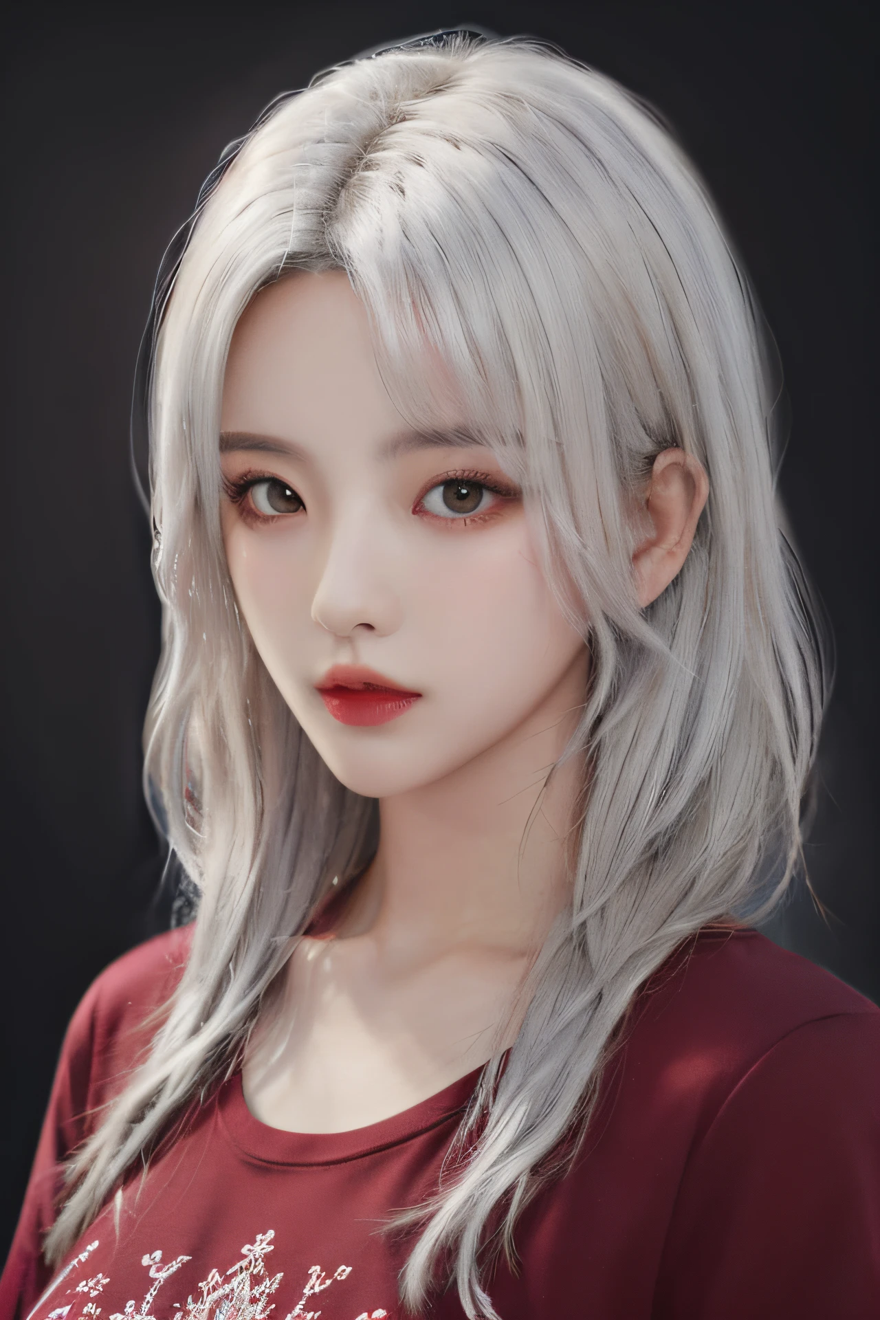 (4k, best quality, highres, masterpiece:1.21), (realistic:1.331), detailed and intricate,
1girl, white hair, red shirt, <lora:girlslike_ycy1:0.7>