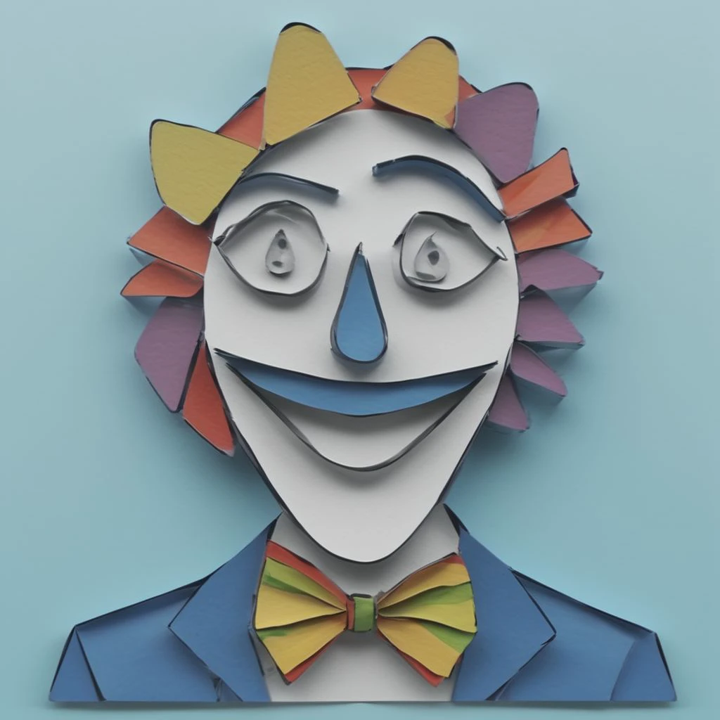 Laughing clown, solo, colorful