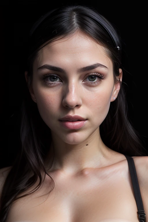 Merger_ellemare_swed,
(headshot:1.2) portrait on a (plain black background:1.2), (headshot:1.2), (face focus:1.1), (facing the camera:1.2), Head in the centre, (eye contact:1.3), (intense stare:1.1), mouth open, (facing straightforward:1.2), (forward facing:1.1), Head, face, Head focus, Head tilted down, looking slightly up at the camera,
bokeh, f1.4, 40mm, photorealistic, raw, 8k, textured skin, skin pores, intricate details <lora:epi_noiseoffset2:1>, epiCRealism