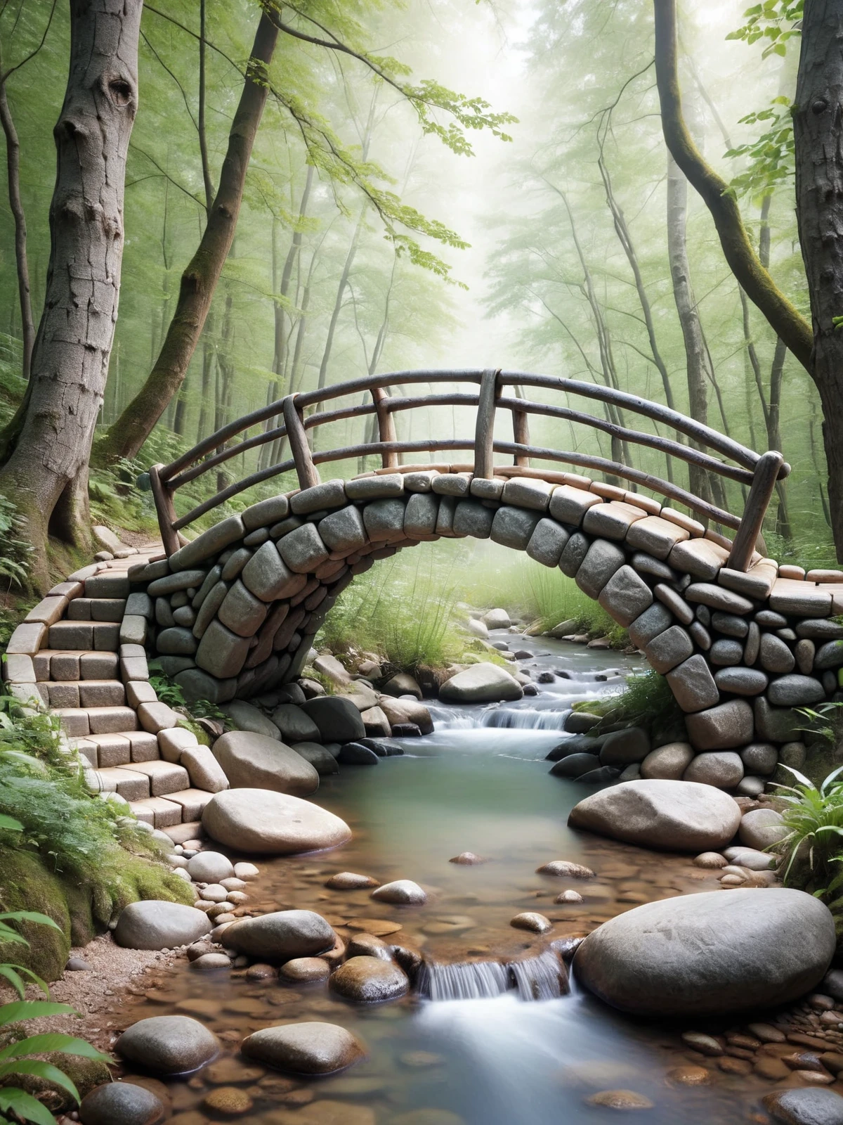 old bridge made of mad-cbblstn  over a small creek in a forest <lora:Cobblestone_SDXL:1>, (masterpiece:1.2), best quality