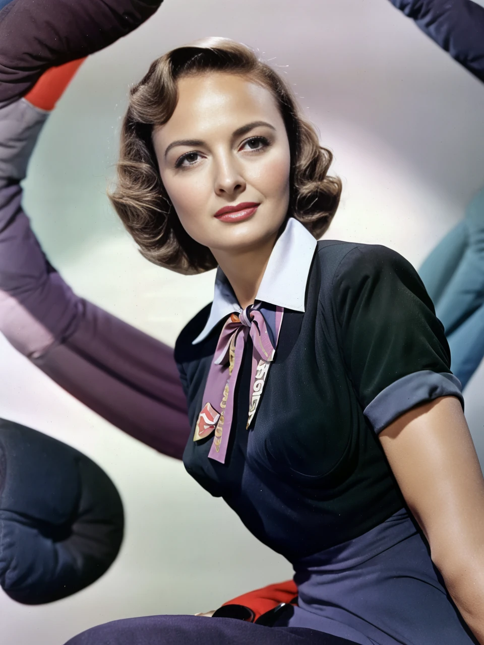 <lora:DonnaReed:1>  photo of  donna reed as a stewardess, flirting with the viewer, high quality, masterpiece