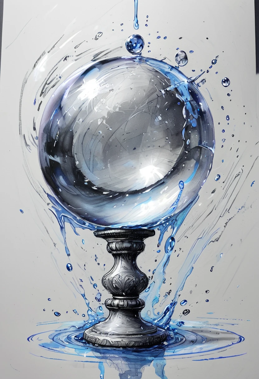 <lora:artfullyBALLBOY_SDXL_V1:1>, artbby, character concept, masterpiece, intricately detailed, best quality, highest resolution, crystal sphere, illustration, charcoal, liquid graphite, marker, water color, mixed media