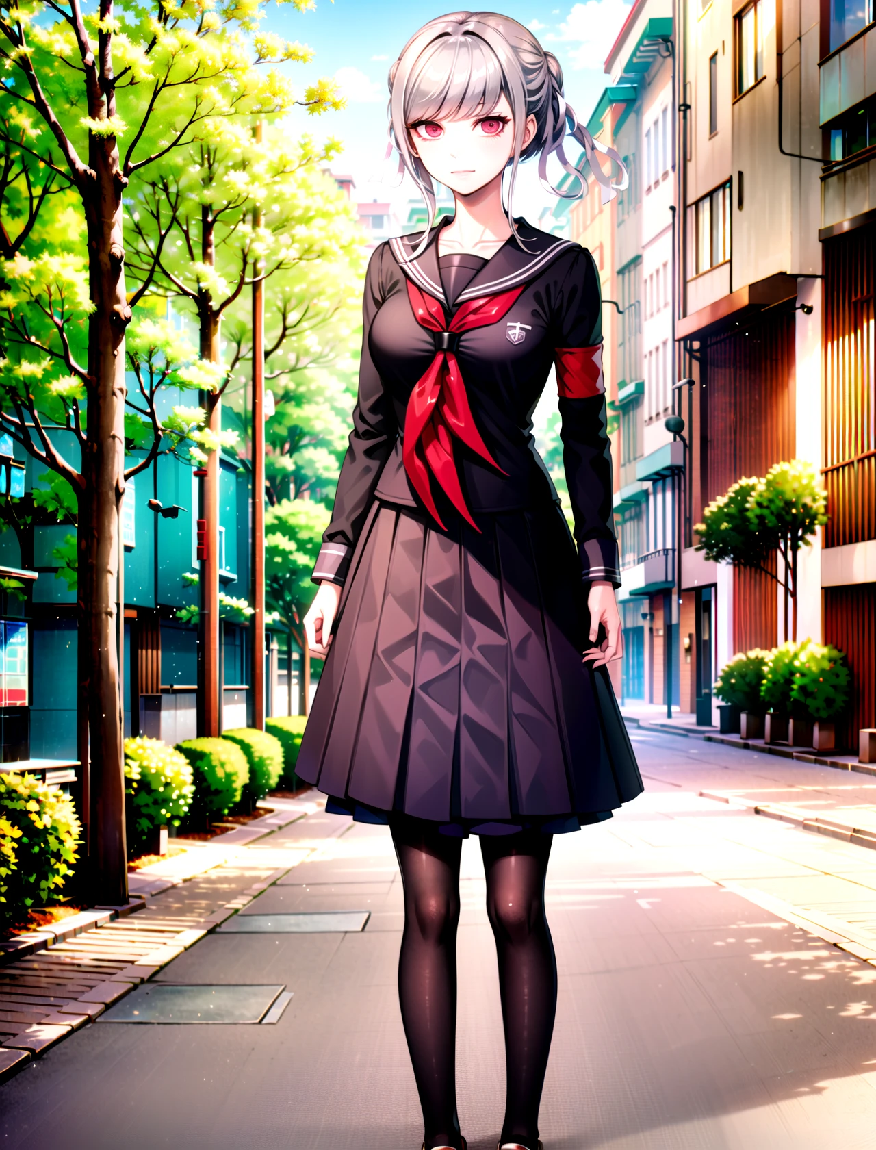 Peko Pekoyama, solo, standing, outside, sunny  <lora:Peko:1>