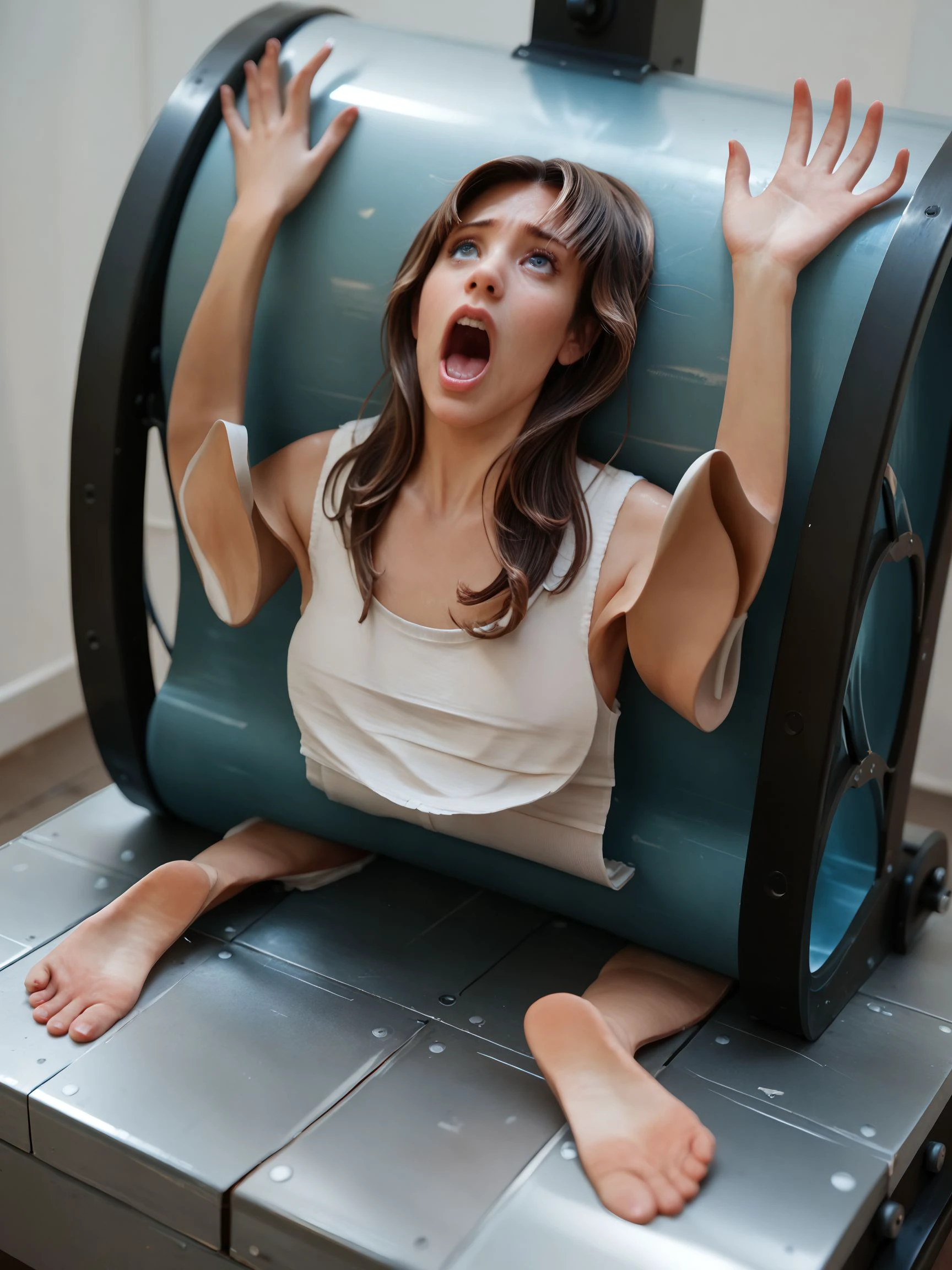 score_9,score_8_up,score_7_up,score_6_up,score_5_up,
<lora:flattening-ponyxl-v1:1.3>,
1girl, a woman coming out of rollers, screaming, barefoot,
flattening, curly, folded, partially flattened, in rollers,, ultra realistic, (high quality, detailed, beautiful), detailed beautiful eyes, realistic, outstanding,
<lora:add-detail-xl:0.7> <lora:xl_more_art-full_v1:0.1>