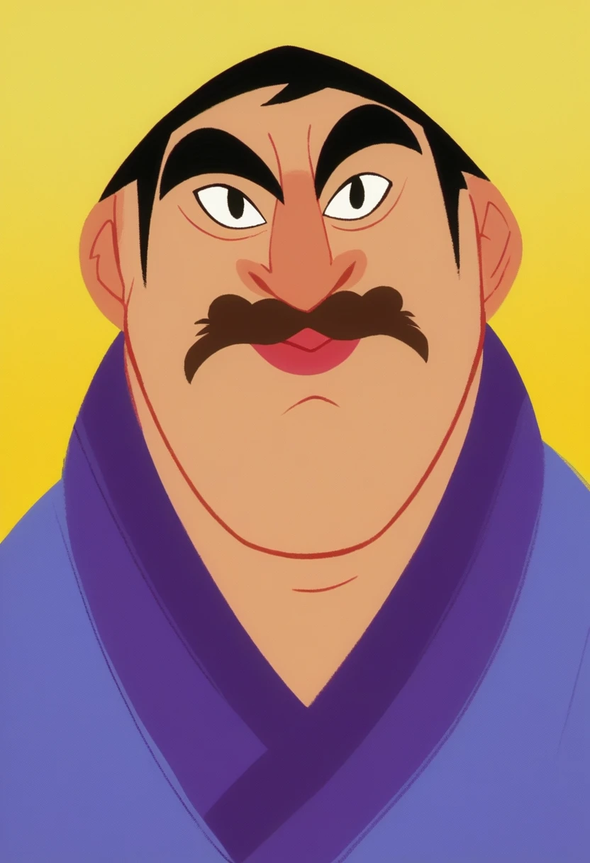 score_9, score_8_up, score_7_up, score_6_up, solo, looking at viewer, short hair, simple background, black hair, 1boy, male focus, outdoors, black eyes, facial hair, thick eyebrows, portrait, beard, mature male, mustache, fat, sumo wrestler, kimono, fat man, thick lips, thick mustache, <lora:samurai_jack:1>