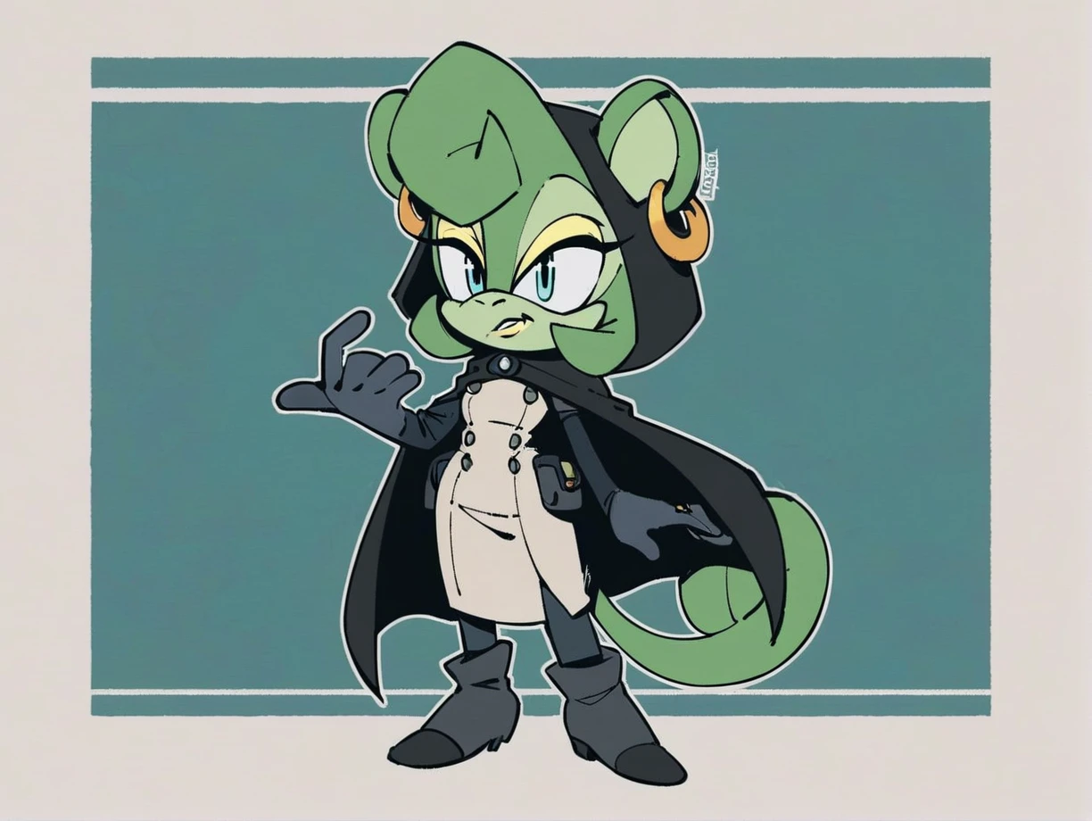 score_9, score_8_up, score_7_up, score_6_up, score_5_up, score_4_up, source_furry, rating_safe, <lora:Claire_Voyance_Sonic_PonyXL:0.6> claire voyance, solo, clothing, mammal, ear piercing, piercing, anthro, green body, cloak, footwear, green fur, fur, ear ring, hood, ring piercing, standing, topwear, green hair, monkey, howler monkey, tail, curled tail, mobian, female, sonic the hedgehog (comics), yellow lipstick, yellow eyeshadow, sonic the hedgehog (series), blue eyes, detailed background, in an office cubicle, science fiction, short stack, small breasts,