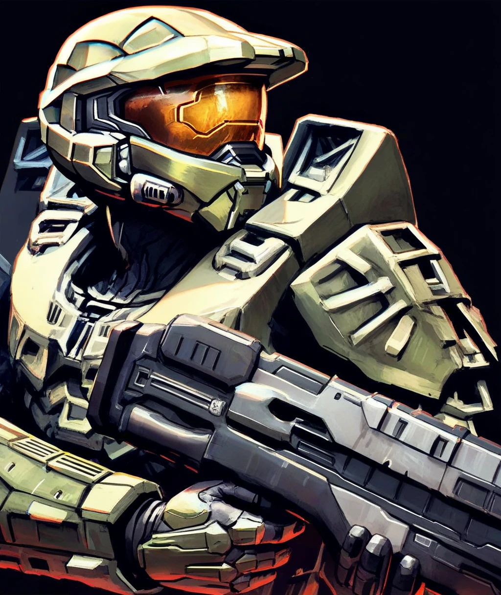 score_9,score_8_up,score_7_up,<lora:MasterChief_PonyXL-000014:1>,master_chief, spartan, assault visor, weapon, power armor, 1boy, armor, solo, gun, male focus, helmet, bullpup, holding, holding weapon, science fiction, holding gun, black background, simple background, artist name, assault rifle