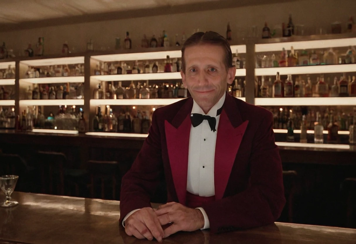 CineShining, indoors, Overlook Hotel, bar, bartender, closeup