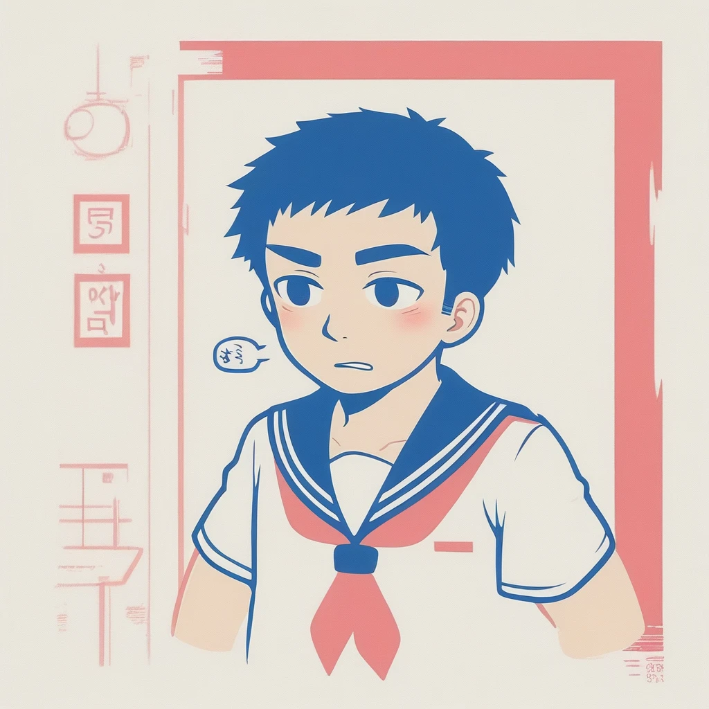 a boy in a sailor outfit