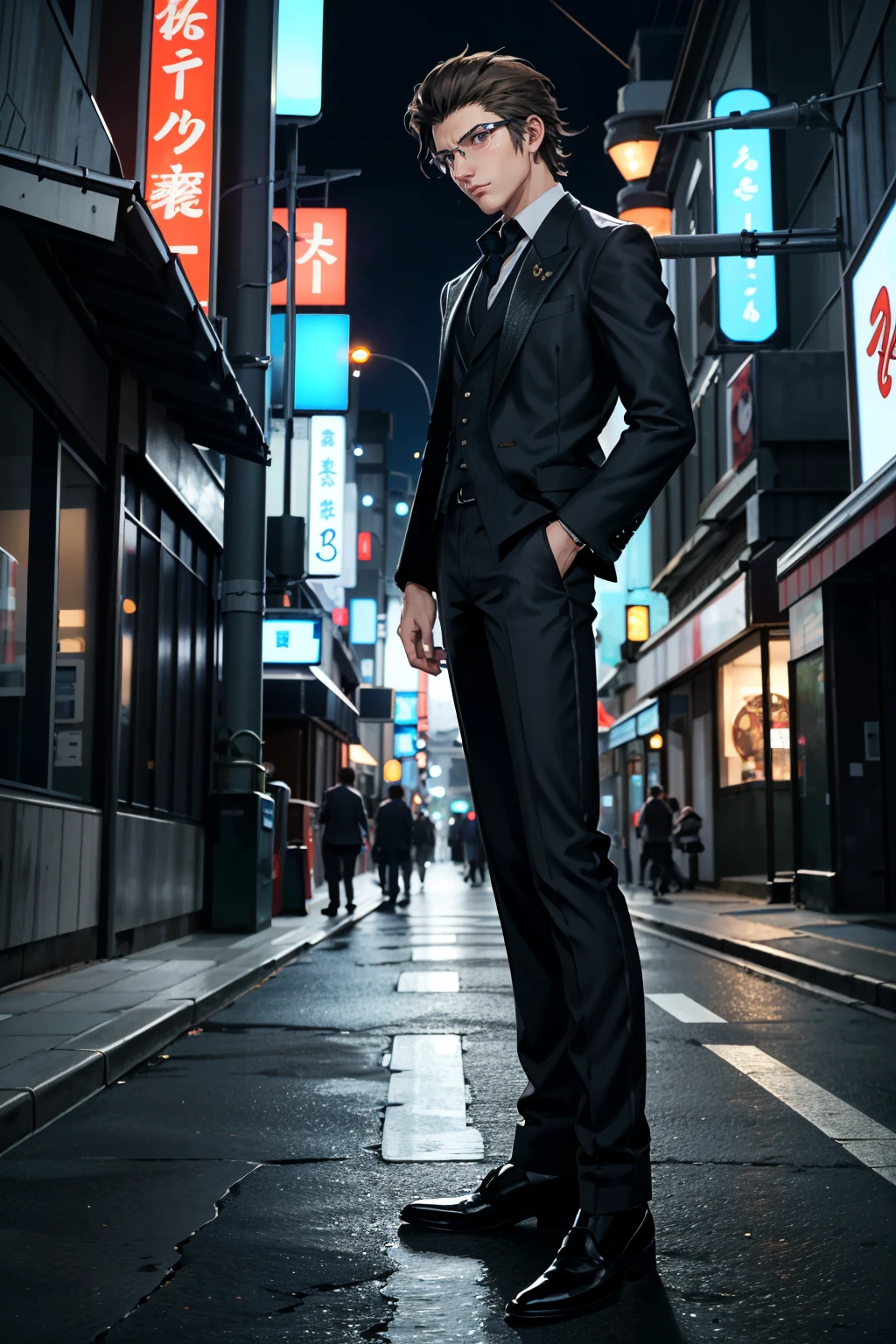 ((ultra detailed, masterpiece, absurdres))
<lora:FFIgnis:0.8>
FFIgnis, 1boy, glasses, in a sleek modern suit striking a pose in front of a neon-lit Tokyo street