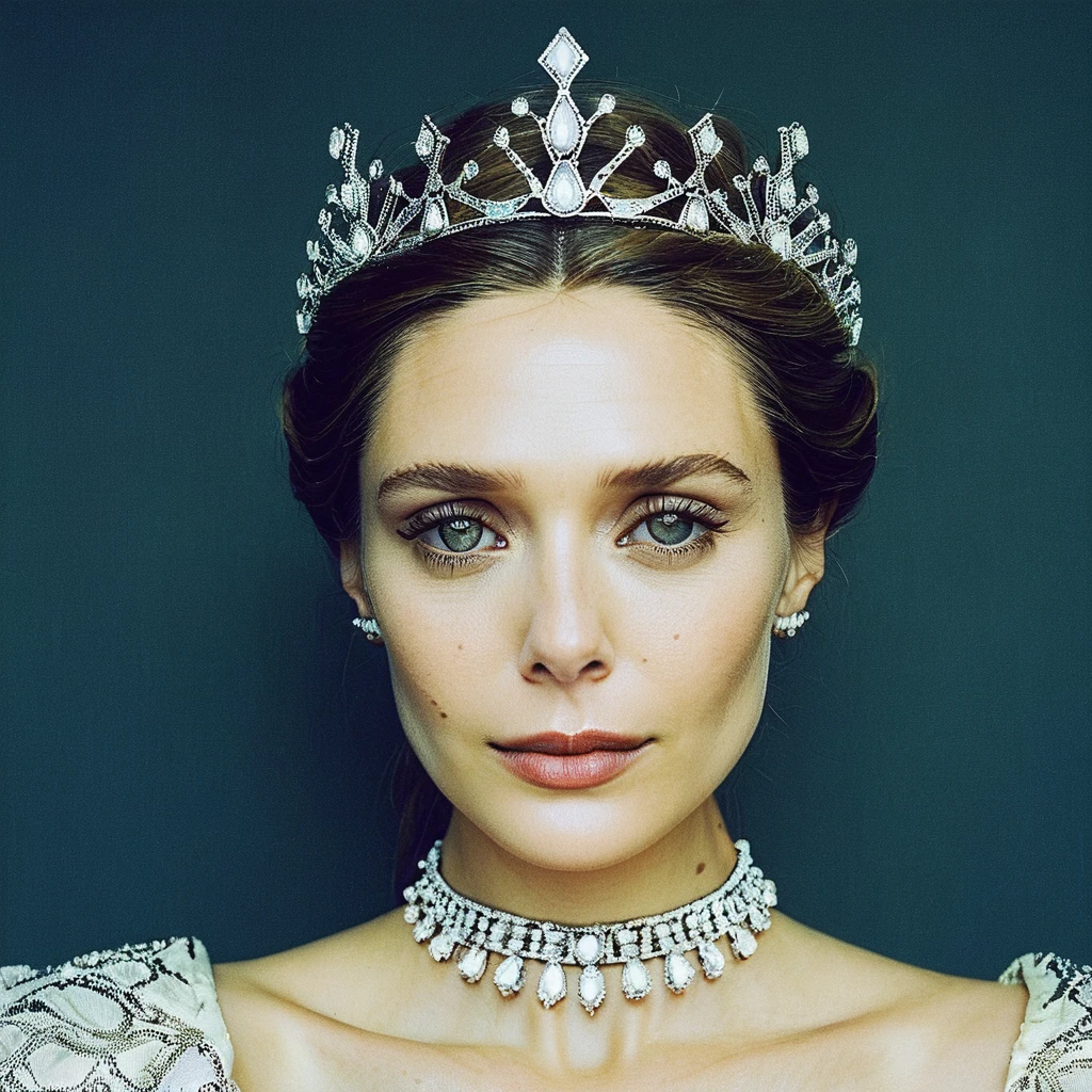 (Skin texture),High quality closeup face portrait photo, analog, film grain, actress dressed as a medieval queen with a delicate diamond tiara,regal, elixolsen, <lora:eliolsen_juggerX_xl_8_standard_wocap_merger_lastmodel_120_04_06-elixolsen:1>