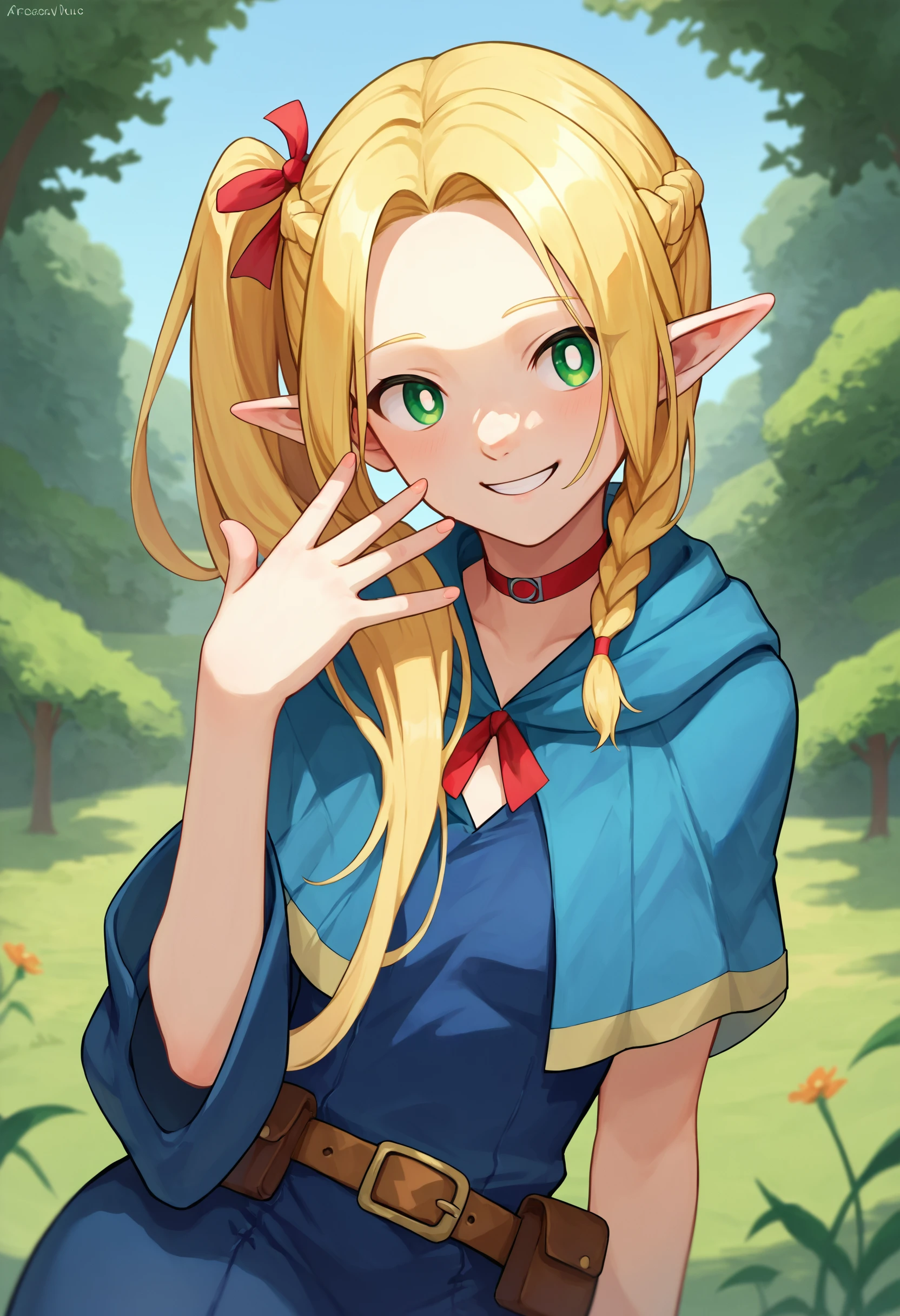 score_9_up score_8_up score_7_up, 1girl, side ponytail long hair, smile
<lora:sidetail_miku_noodle_stopper_2:1>
BREAK
marcille, blue capelet blue robe belt, french braid twin braids
<lora:falin_marcille_pony_d16:1>