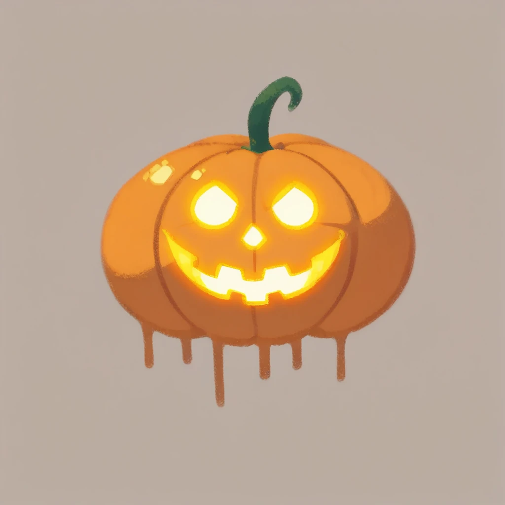 jack-o'-lantern, slime no humans, ,  <lora:Crude:0.9>  crud3, score_9, score_8_up, score_7_up, score_6_up