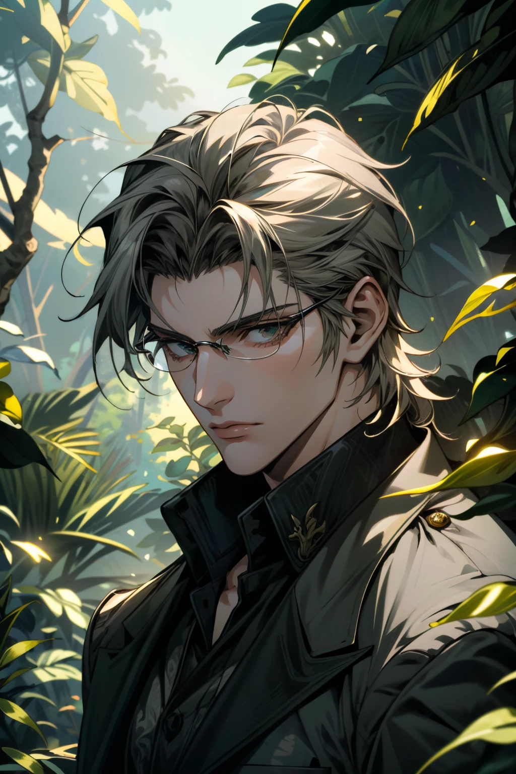 ((ultra detailed, masterpiece, absurdres))
<lora:FFIgnis:0.8>
FFIgnis, 1boy, glasses, in a lush green forest, dappled sunlight filtering through the trees