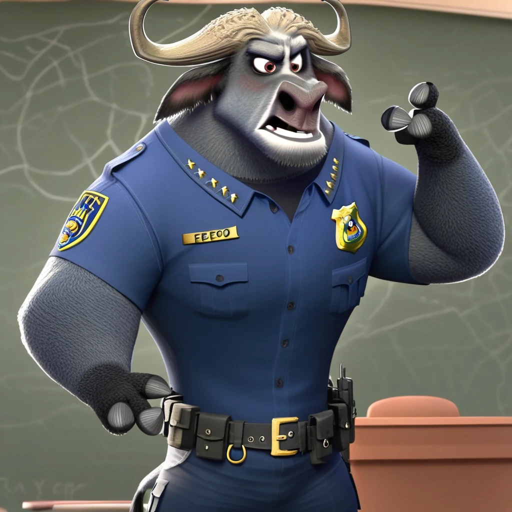 Chief Bogo, Zootopia, furry, anthro, bull, male