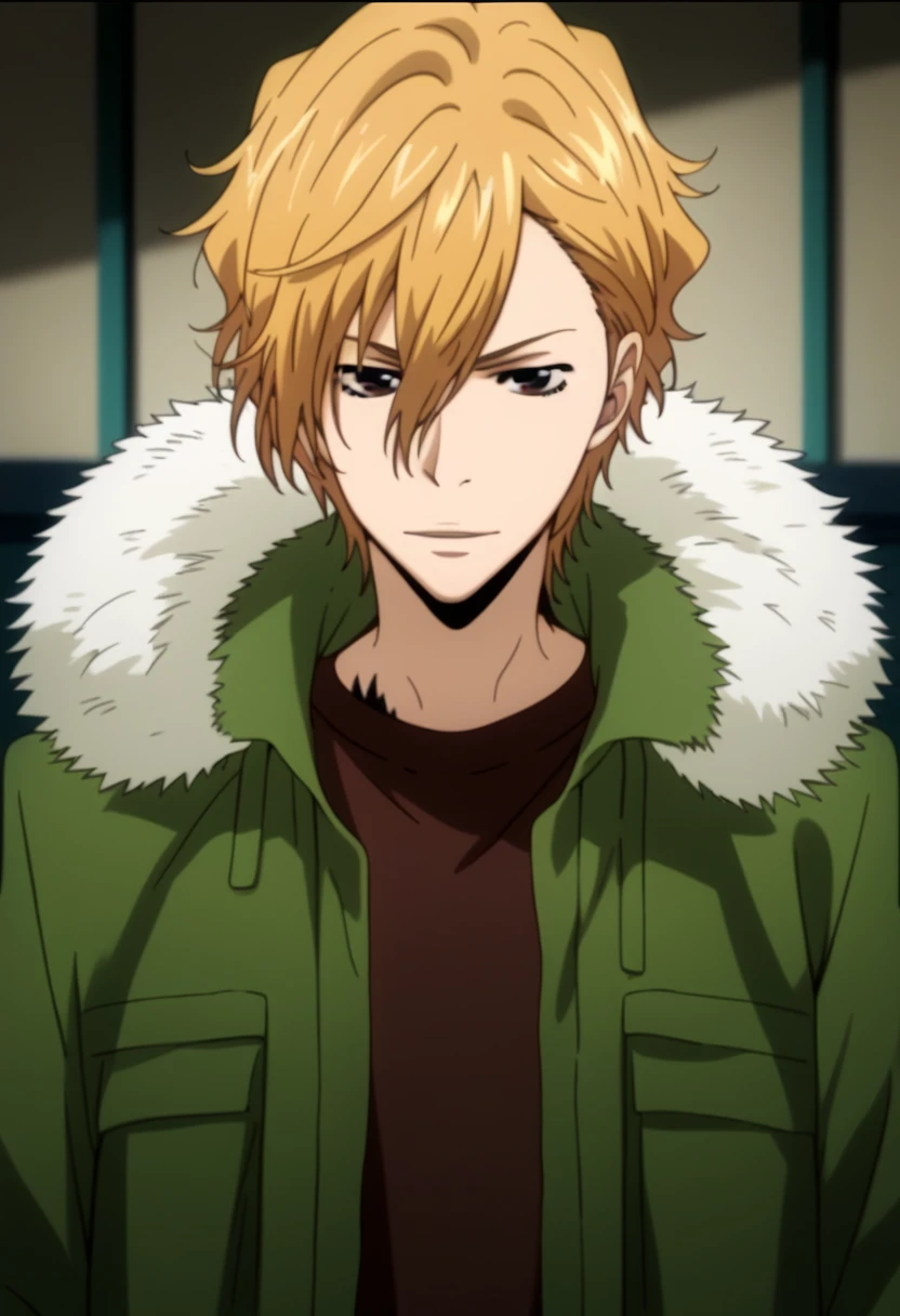 score_9, score_8_up, score_7_up, score_6_up, highly detailed, masterpiece, best quality,detailed,intricate details, amazing quality, best aesthetic, absurdres,dino_tyl, blonde hair, brown eyes, male focus, solo,fur trim, brown shirt, green jacket<lora:EMS-391456-EMS:1.000000>