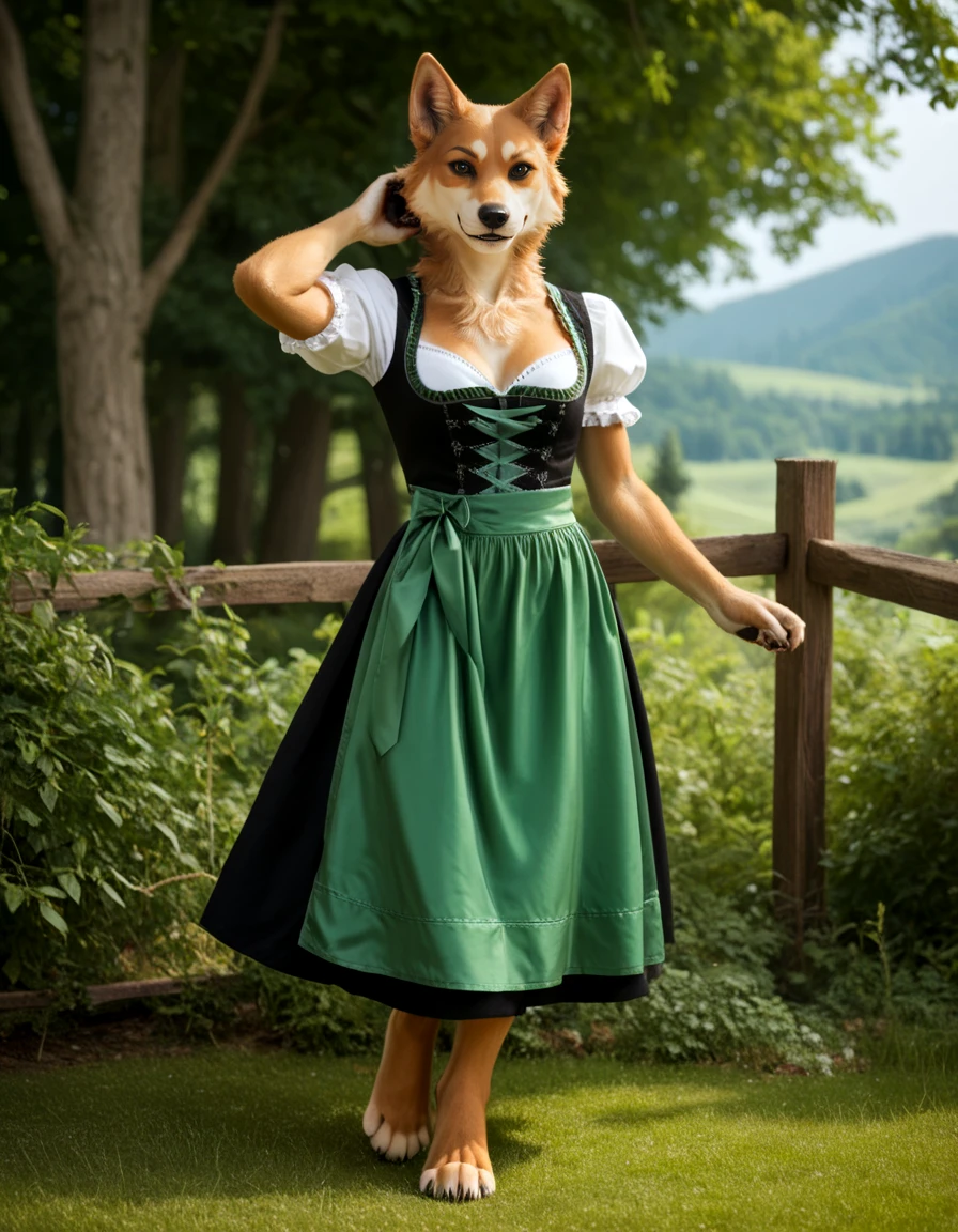 score_9, score_8_up, score_7_up,
source_furry, source_questionnable,
a anthro dog wearing black b4v4ri4an dirndl  dress, solo, 
fur, pose, paws,
 fantasy  background
 <lora:dirndl_v2:1>