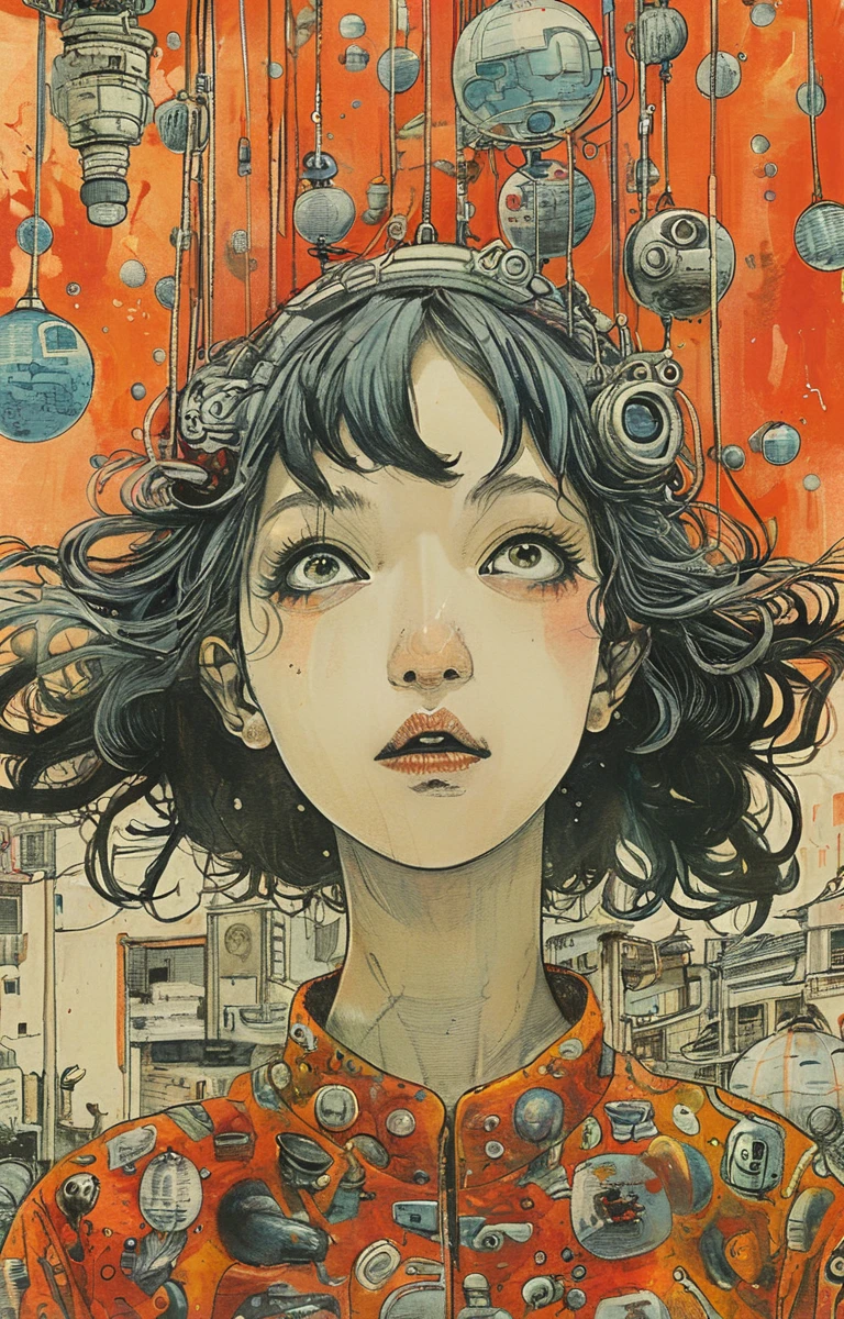 masterpiece,best quality,<lora:tbh204-sdxl:0.9>,illustration,style of Yuko Shimizu tech genius teenage girl