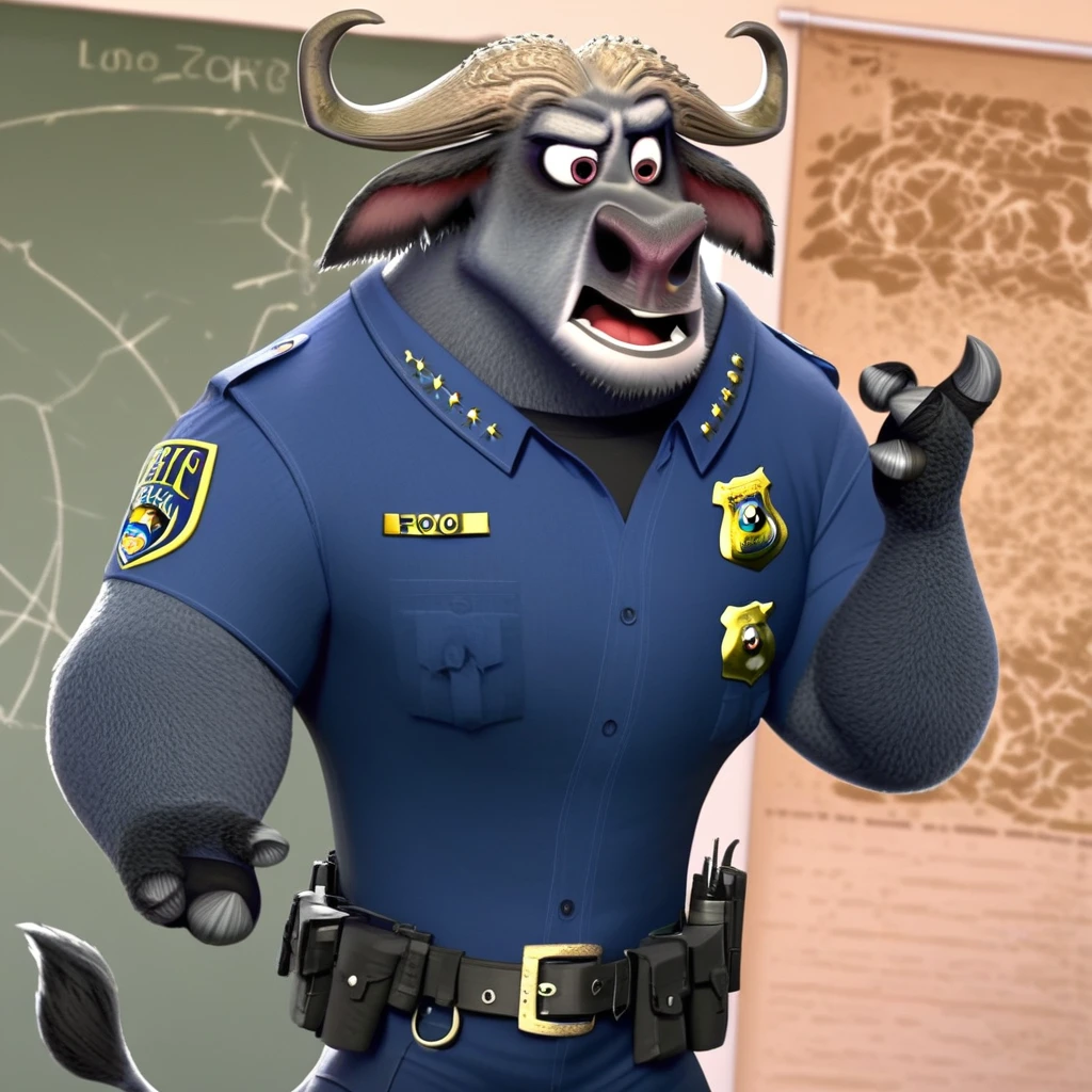 Chief Bogo, Zootopia, furry, anthro, bull, male