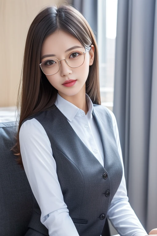 ltra-detailed,highly detailed,best quality,masterpiece,illustration,realistic,photorealistic,
1girl, solo, office lady, 
zhiyezhuang, formal, collared shirt, vest, 
looking at viewer, upper body, 
<lora:zhiyezhuang_v1_05:0.8>