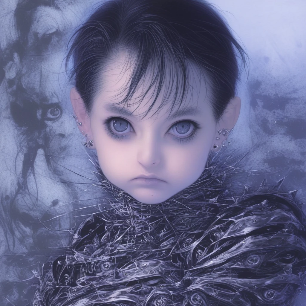 pastel, goth, metallic, human face, armour, silk background, blur, image blur