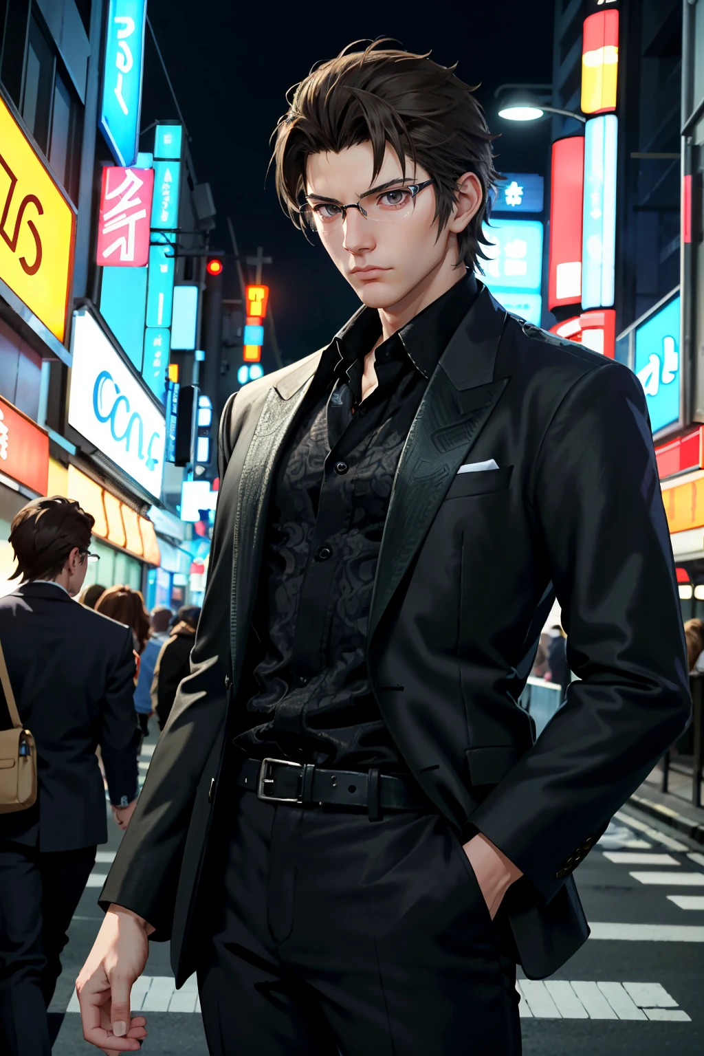 ((ultra detailed, masterpiece, absurdres))
 <lora:FFIgnis:0.8>
FFIgnis, 1boy, glasses, in a sleek modern suit striking a pose in front of a neon-lit Tokyo street