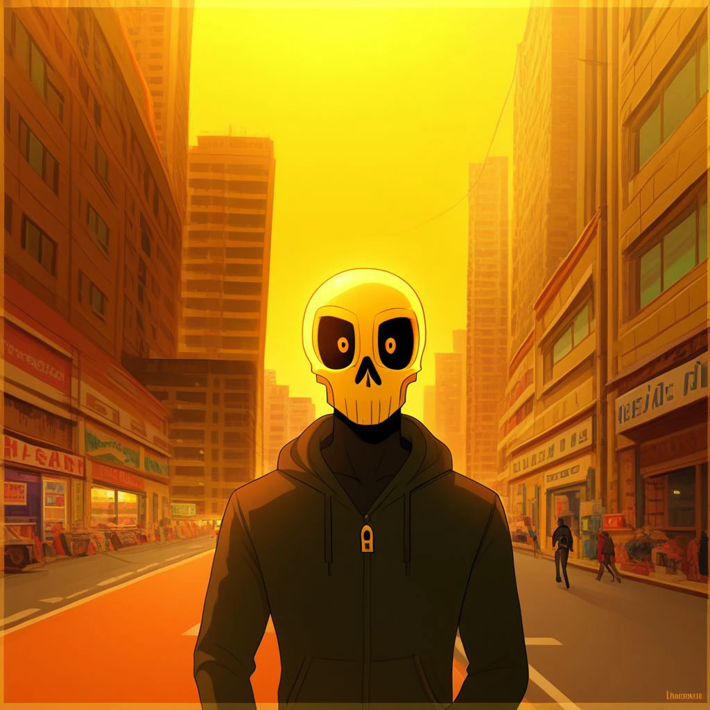 humanoid, walking in a city, close up, sclera eyes, skull face, 1boy, 1man, melanin