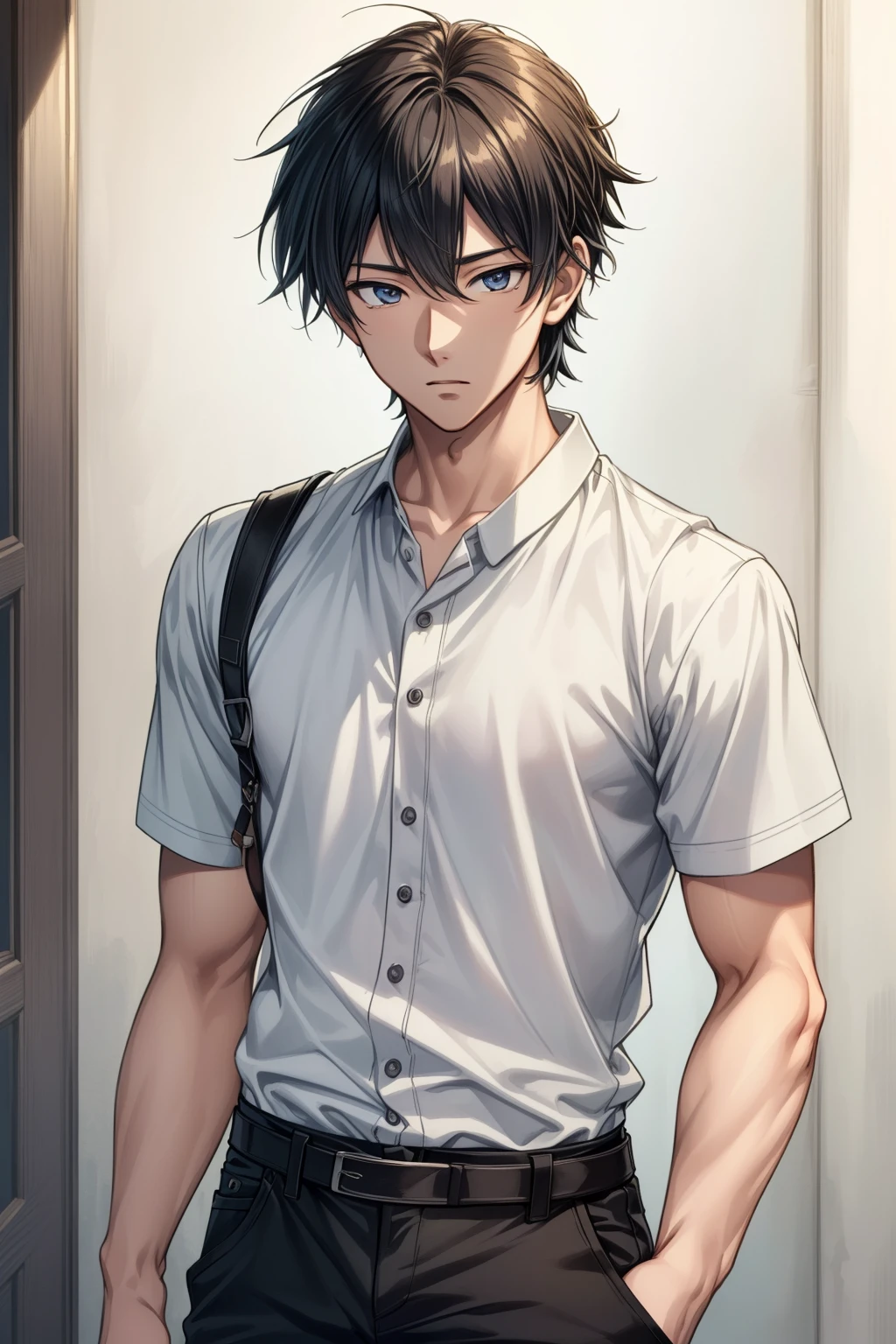 (((best quality, masterpiece, ultra-detailed))), ((Japanese anime style, perfect anime quality, extremely detailed CG)), 1boy, slim Asian boy, 27-years-old male, solo, male focus, detailed eyes, solid_eyes, random casual outfit, <lora:pcm_sd15_normalcfg_16step:1>, <lora:add_detail 3:0.5>