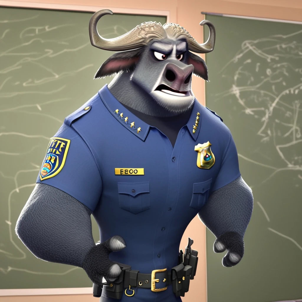 Chief Bogo, Zootopia, furry, anthro, bull, male