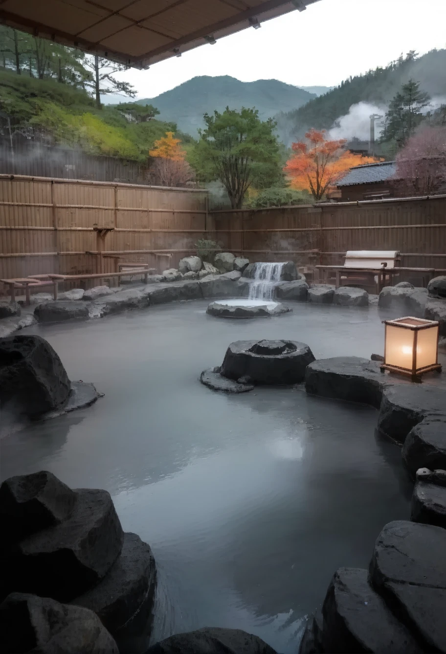score_9,score_8_up,score_7_up,8k,hd,,ruanyi0653,onsen,fence,rock,water,fog,mixed bathing,<lora:0653 Open-air hot spring_pony:1>