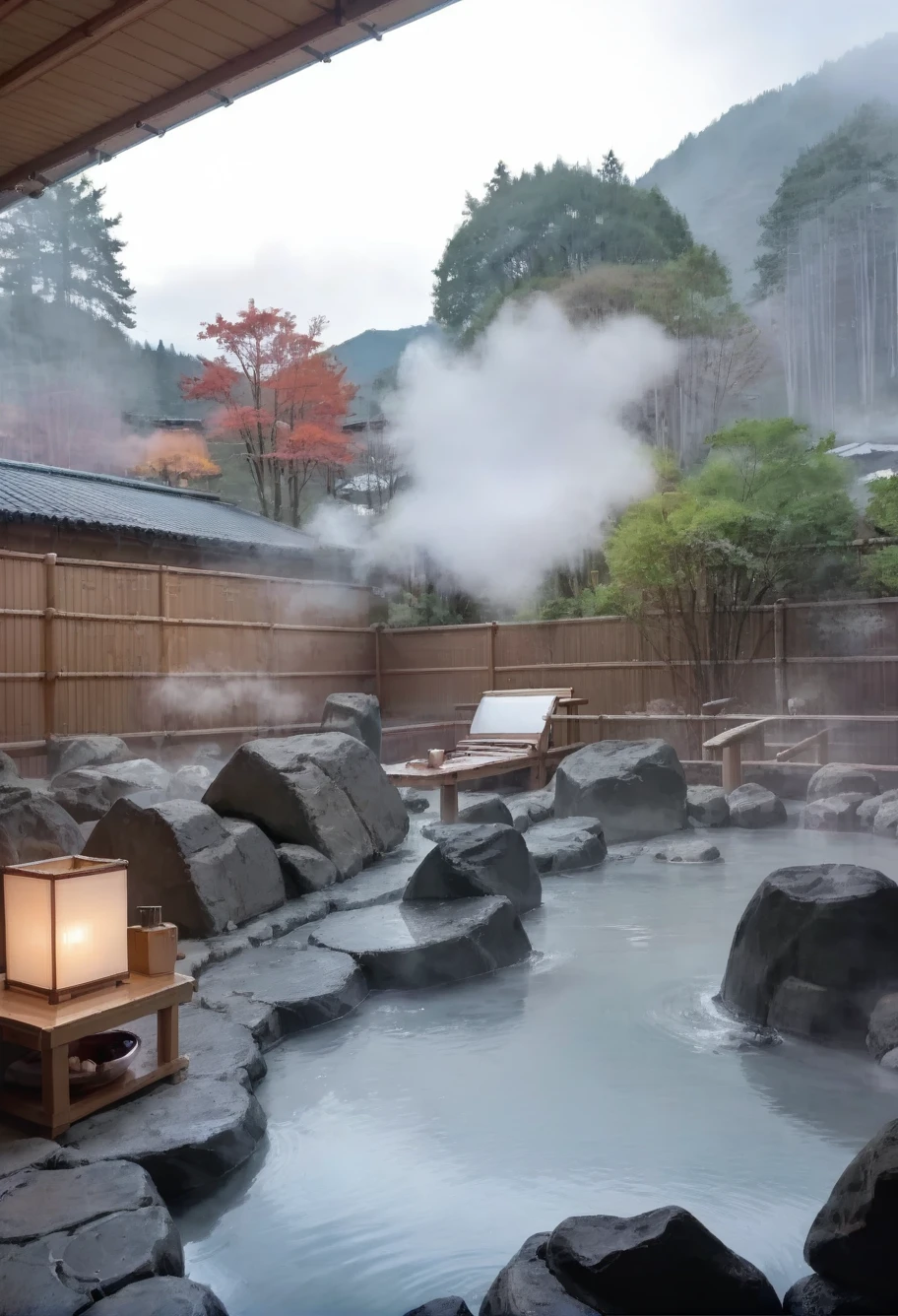 score_9,score_8_up,score_7_up,8k,hd,,ruanyi0653,onsen,fence,rock,water,fog,<lora:0653 Open-air hot spring_pony:1>