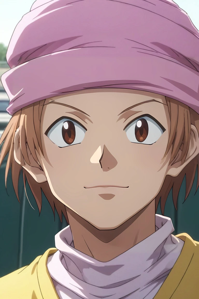 score_9, score_8_up, score_7_up, source_anime, rating_safe, , , , depth of field, 1boy, solo, male focus, <lora:pokkle_hxh_pony:0.88>, pokkle_hxh, brown hair, brown eyes, short hair, hat, , close-up, highway, indoors, twisted torso, happy, , <lora:sdxl_lightning_8step_lora:1>